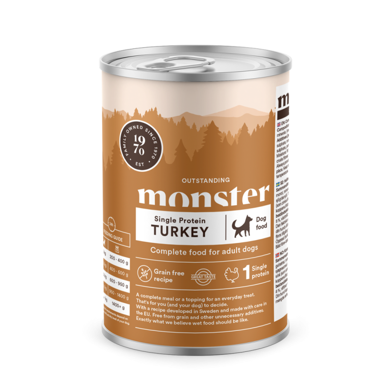 Monster Dog Adult Single Turkey Burk 400 g