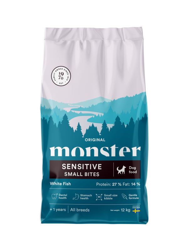 Monster Dog orig sens White fish small bites 12 kg