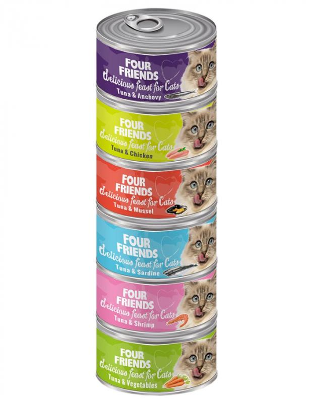 Four friends mix 6-pack