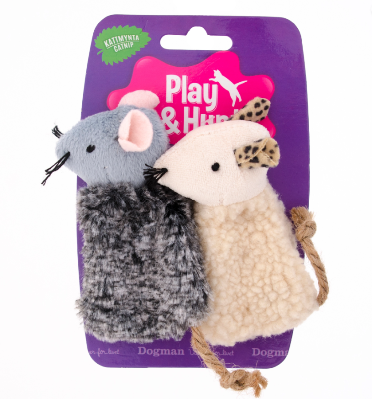 Leksak Möss med repsvans 2p Flerfärgad 10cm