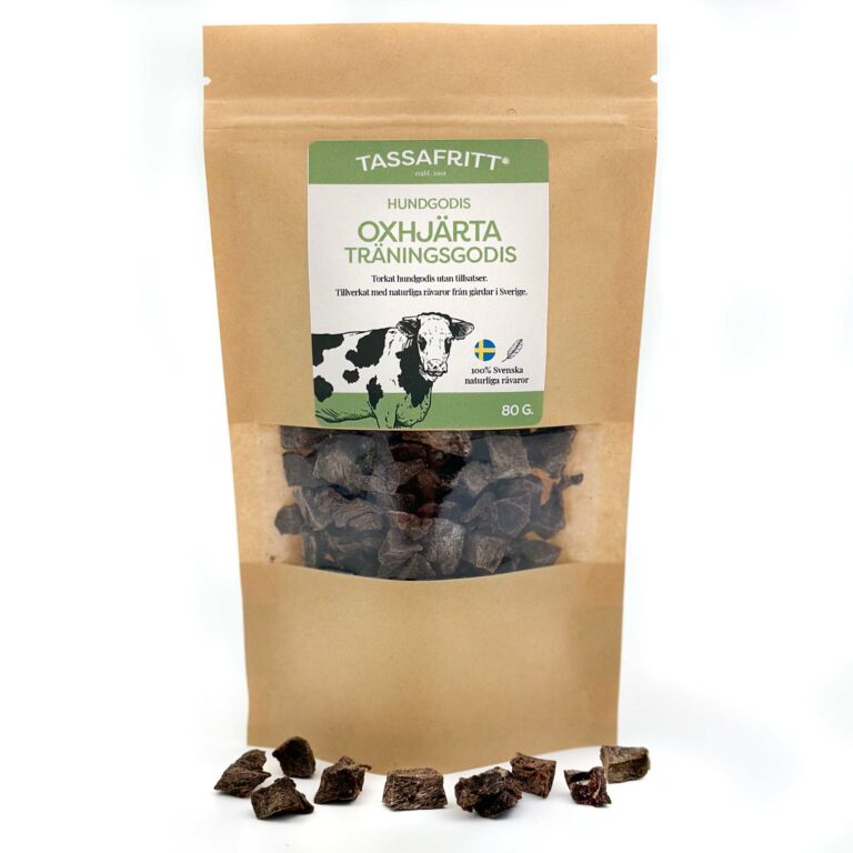torkat oxhjärta träningsgodis, tassafritt