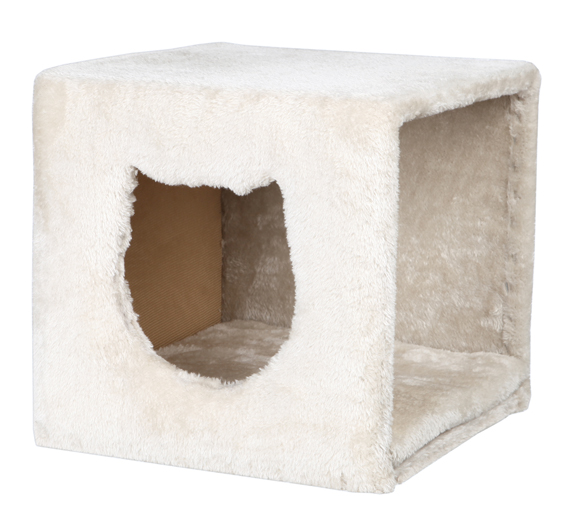 Kattgrotta Cuddly f IKEA hylla, plysch, ljusgrå