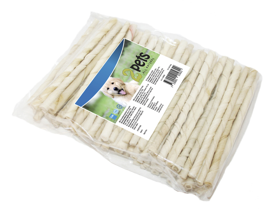 2pets Tuggpinne vriden vit, 12 cm/ 5-6 mm, 100-pack