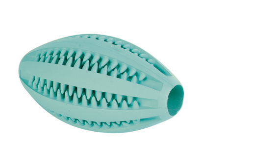 Denta Fun, rugbyboll m mintsmak, naturgummi, ø 11 cm
