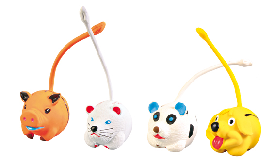 Latexdjur med svans, o, 6 cm, expo