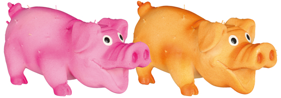 Latexgris borstig m ljud 10cm, rosa