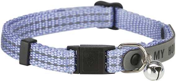 Katthalsband MY HOME m. adressflik reflex, snabblås, bjällra. Nylon. B