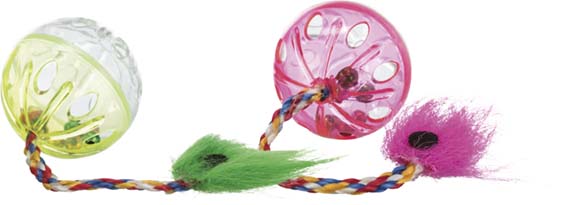 Kattleksak Plastboll med svans 2-pack 4,5 cm