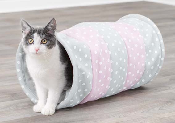 Kattunnel, fleece, o, 25 x 50 cm, grå/rosa