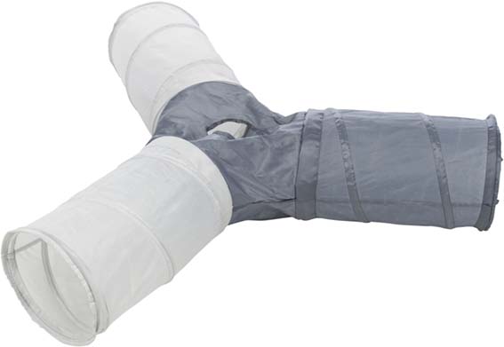 Kattunnel 4-vägs, nylon, o, 20 x 50 cm/tunnel, Vit/grå