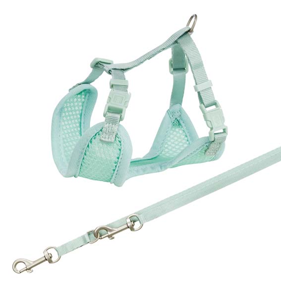 Junior Mjuk sele m. koppel, S-M: 26-34 cm/10 mm, 2 m, mintgrön