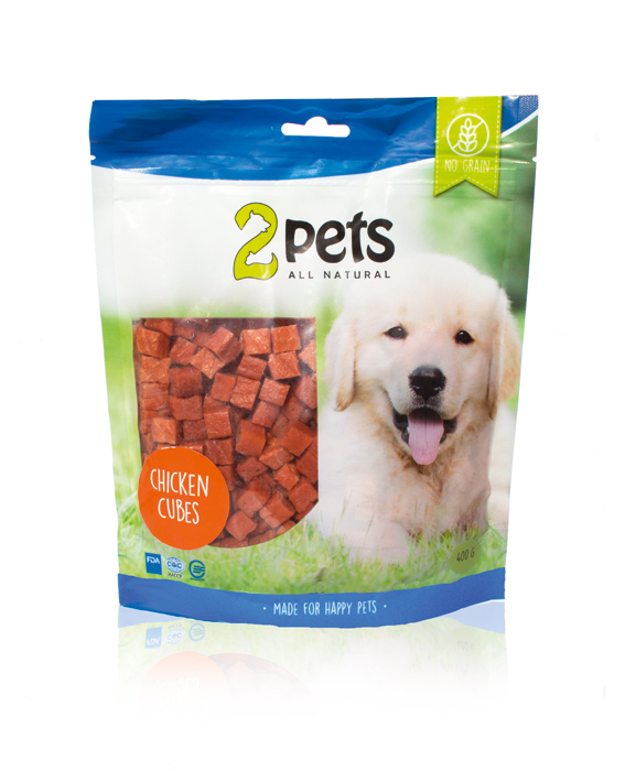 2pets Dogsnack Chicken Cubes, 400 g