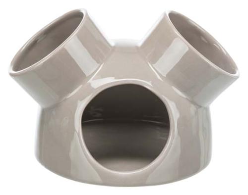 Keramikhus med 3 ingångar, mus, o, 16 o 12 cm, taupe