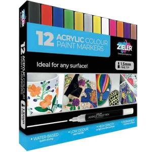 12 st Akrylfärgpennor proffskvalitet