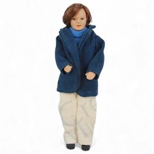 Herre pappa man i blå jacka