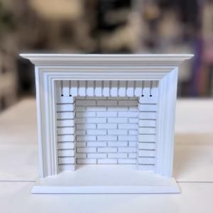 Eldstad öppen spis vit murad