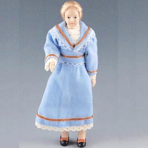 Mamma, fru, skolfröken dam blont uppsatt hår