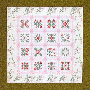 Matta rosa grön vit 12 x 12cm