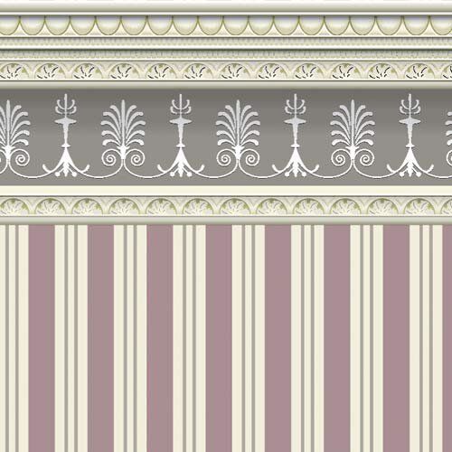 Tapet ränder lila vit med stuckatur