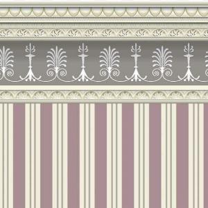 Tapet ränder lila vit med stuckatur