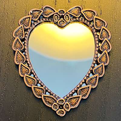 Spegel hjärta antique copper