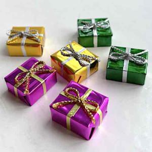 6 st Julklappar glansiga paket rosett