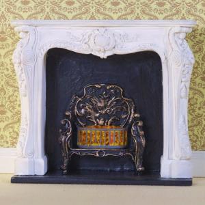 Öppen spis rokoko-stil utsirad