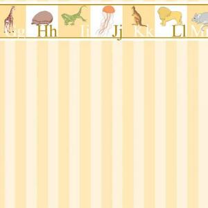 Tapet gulvit randig m bård barnrum barnkammare