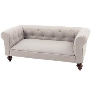 Soffa Chesterfield grå textil m kuddar