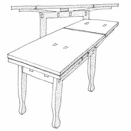 Äppelbord med utdragsskivor, byggsats i skala 1:12