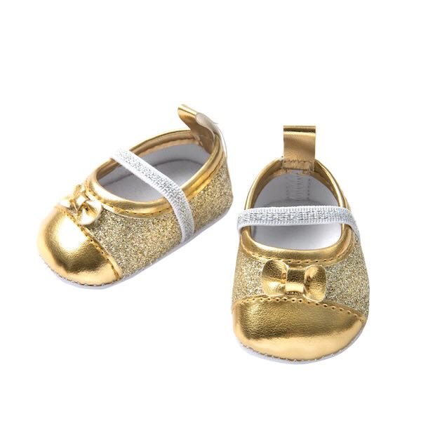 Dockskor ballerinaskor guld för dockor 38-45 cm