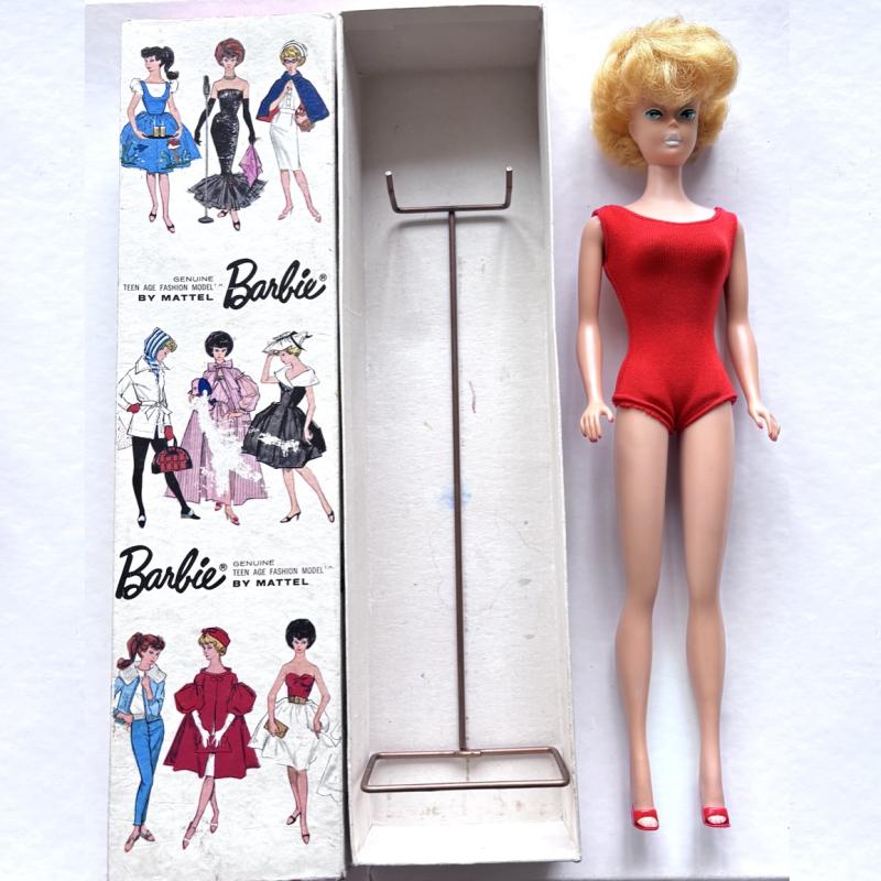 Barbie #850 bubble cut platinum fr 1964-67, transitional, boxed
