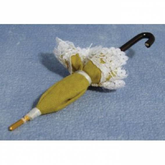 Paraply med spetskant parasoll oliv/lime