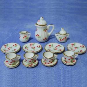 Kaffeservis servis körsbär 17 delar