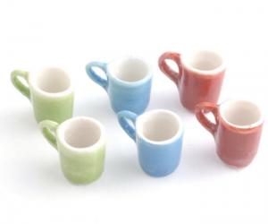 6 st muggar tre färger