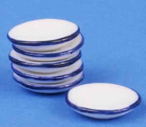 6 st tallrikar porslin 2,3 cm blå kant