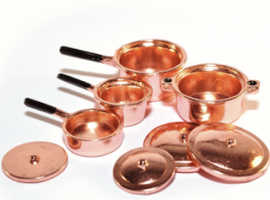 4 st kastruller i koppar