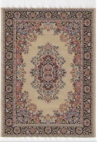 Matta orientalisk äkta matta beige guld rosa ljusblå 21 x 16