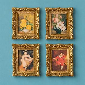 4 st tavlor blommor o barn motiv