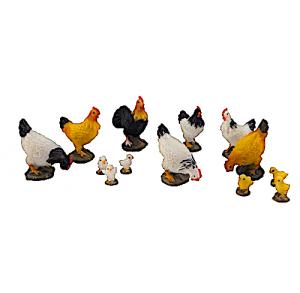 13 st Hönor tupp och kycklingar