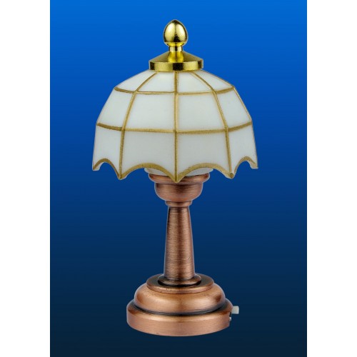 Lampa bordslampa tiffany bronsfärgad fot LED
