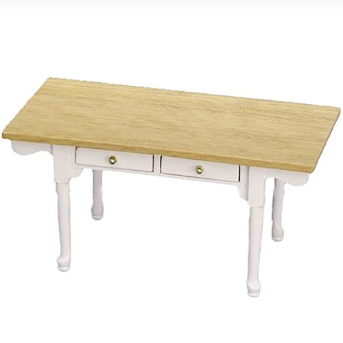 Köksbord bord vitt med träskiva matbord