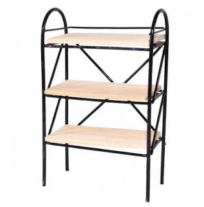 Hylla svart metall trä