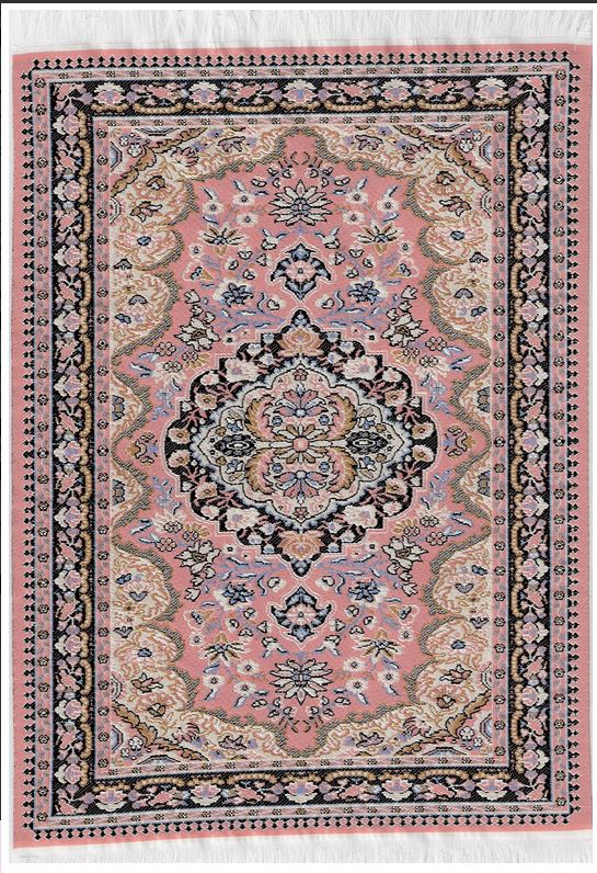 Matta orientalisk äkta matta rosa creme svart 29 x 20