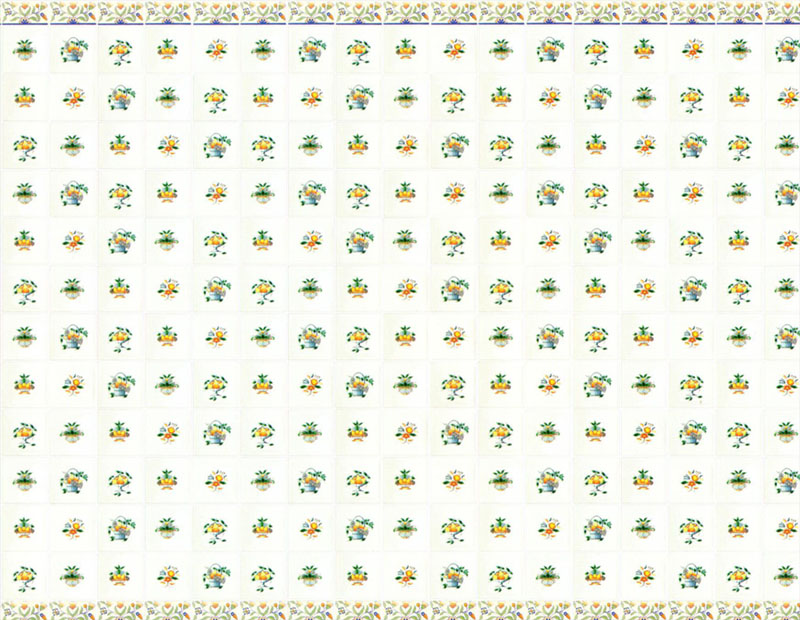 Kakel-ark Delft embossed plattor grön creme