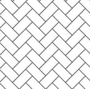 Golv fiskbensmönster vit svart tiles