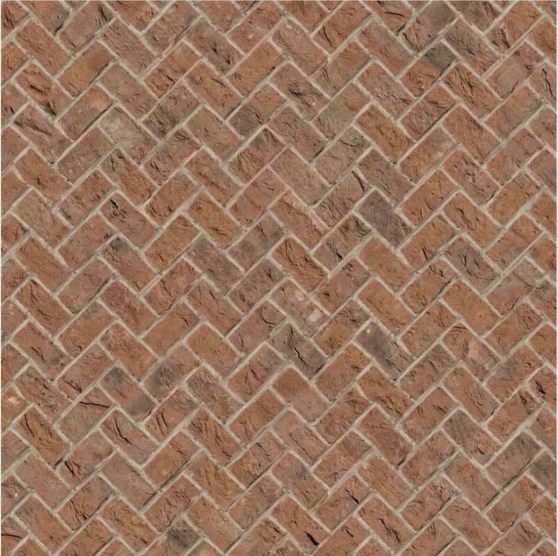 Fasad tegelvägg weathered brick herringbone