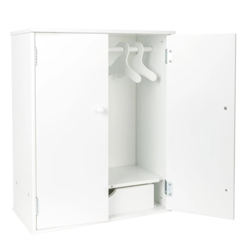 Dockgarderob vit trä, garderob för dockan