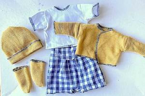 Dockkläder klädset 6 delar byxor, topp, jacka stl 35-40 cm