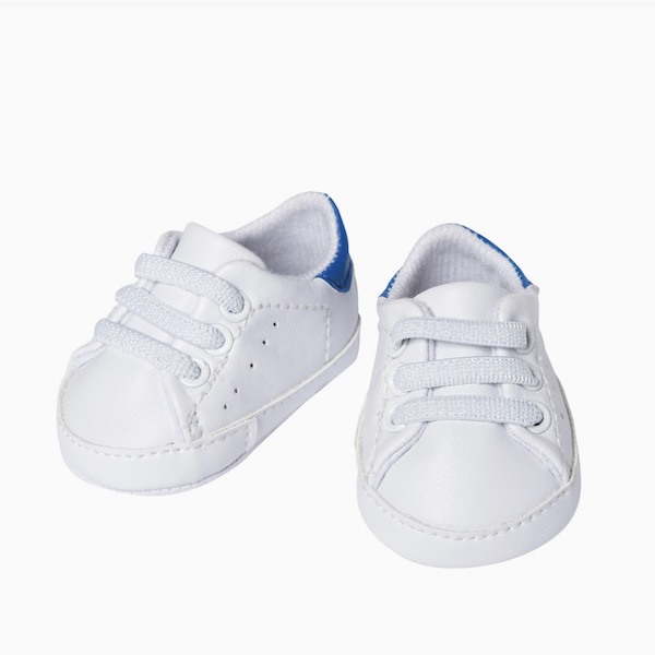 Dockskor sneakers vita blå dekor, dockor 38-45 cm